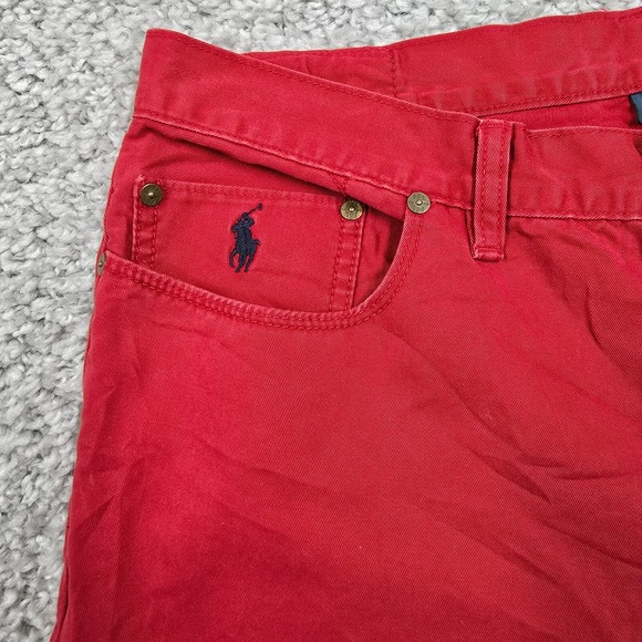 Polo Ralph Lauren Pants Mens 36x32 (Fits 34x31) Red Straight Twill Cotton - Picture 3 of 13